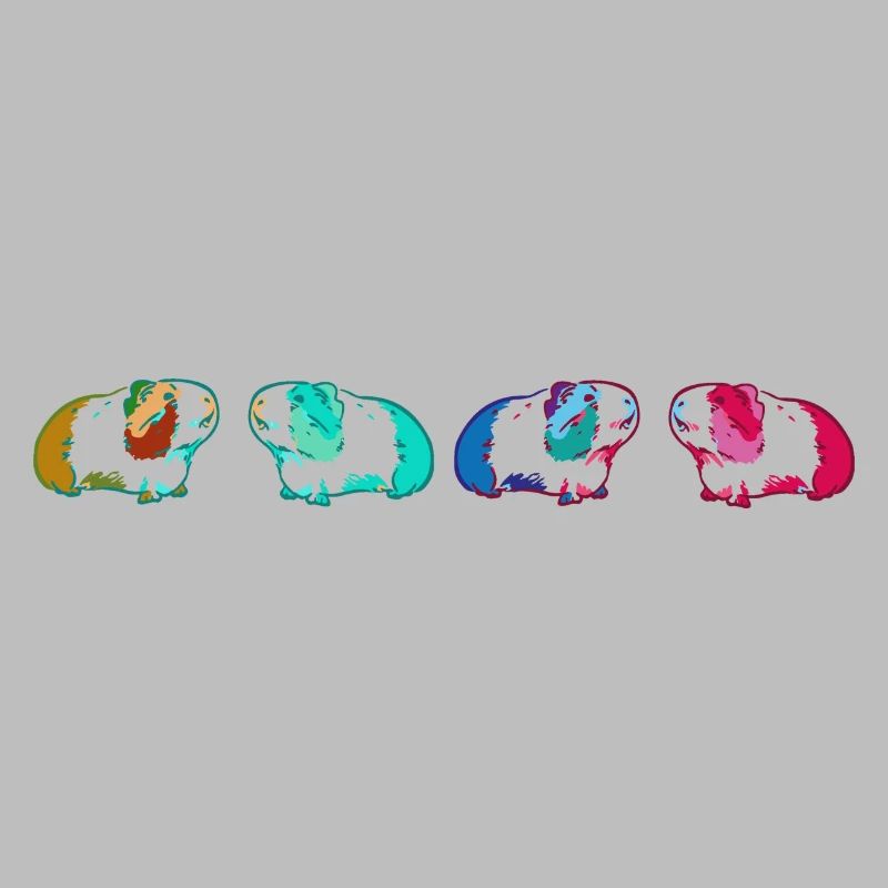 cochon d’Inde, rangée, coloré, illustration