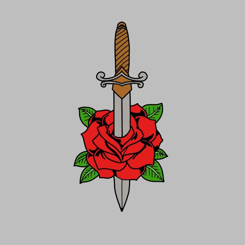 Dolch sticht durch eine Rose