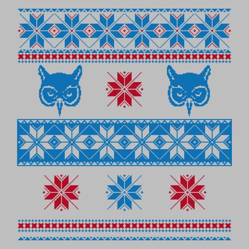 Norweger Pullover Eule Blau Rot