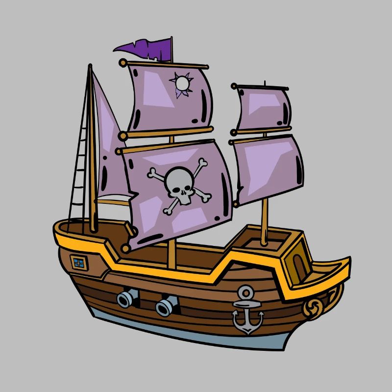 Bateau pirate avec crâne
