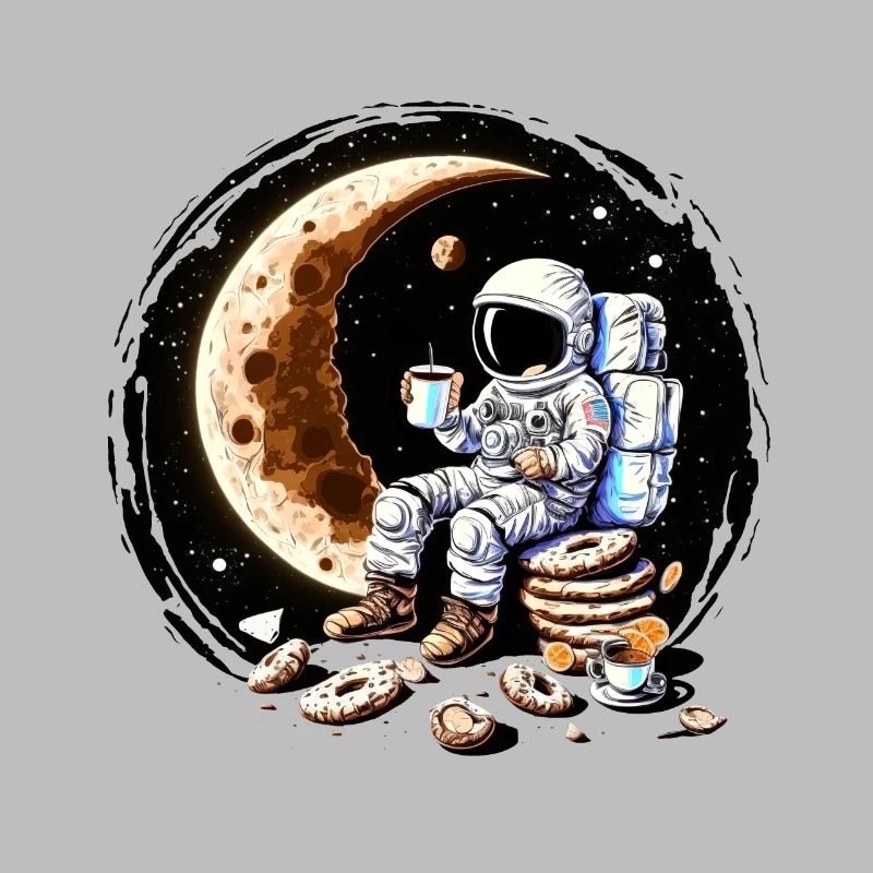 Astronaut drinking coffee on the moon