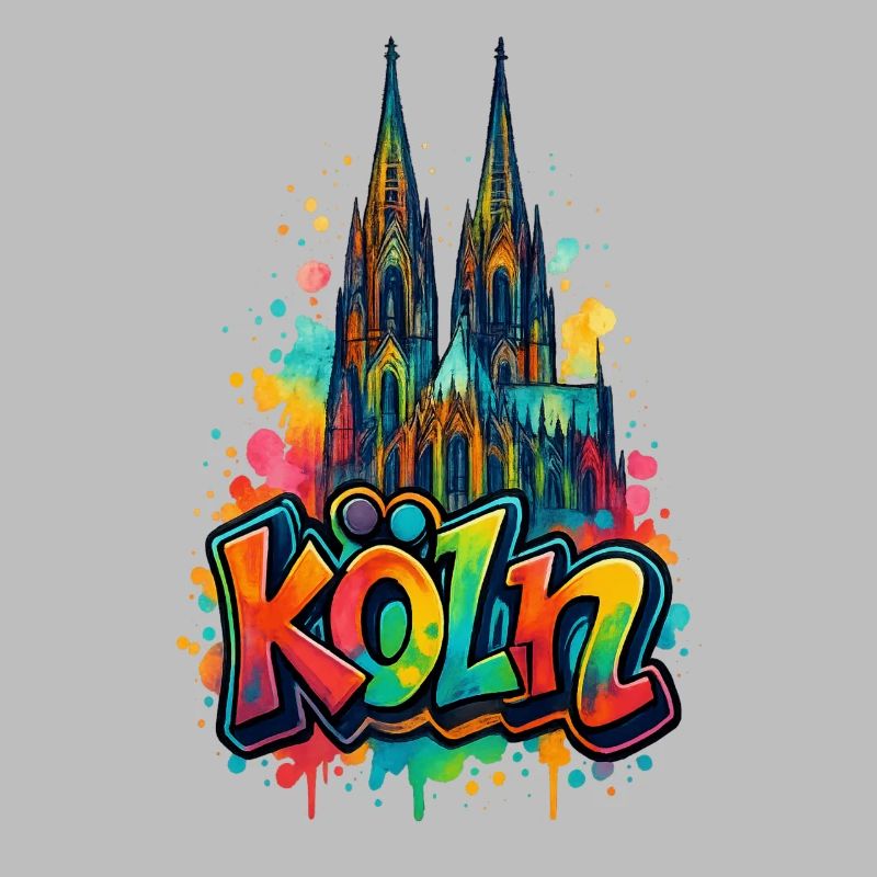 Cathédrale de Cologne style graffiti