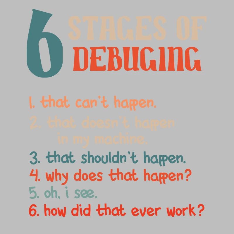 Funny Stages Of Debugging Developer Programmer