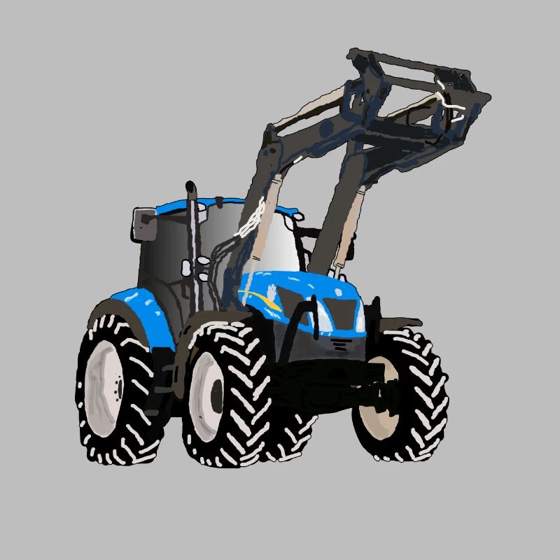 Blauer Traktor mit Frontlader