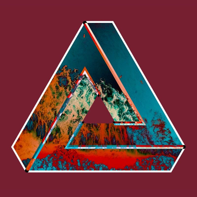 Penrose triangle optical illusion colored patterned