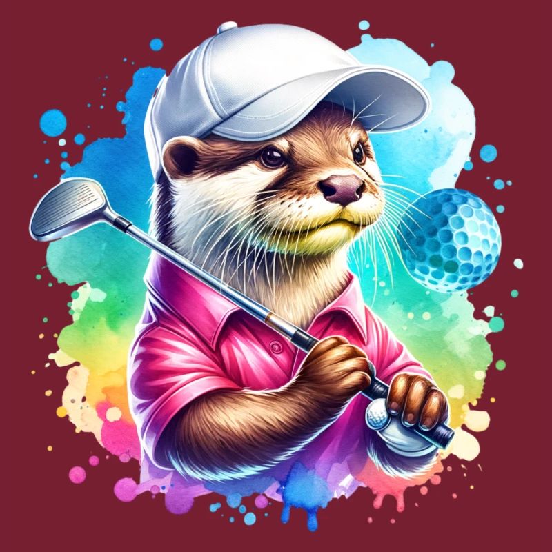 Funny Otter Golfer Golfing