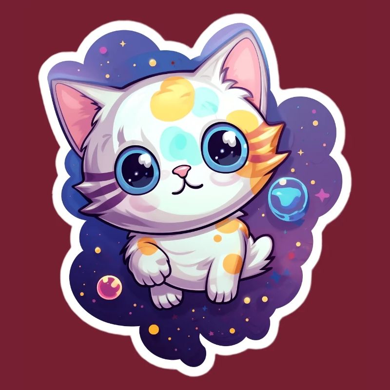cute cartoonish kitty floating in space