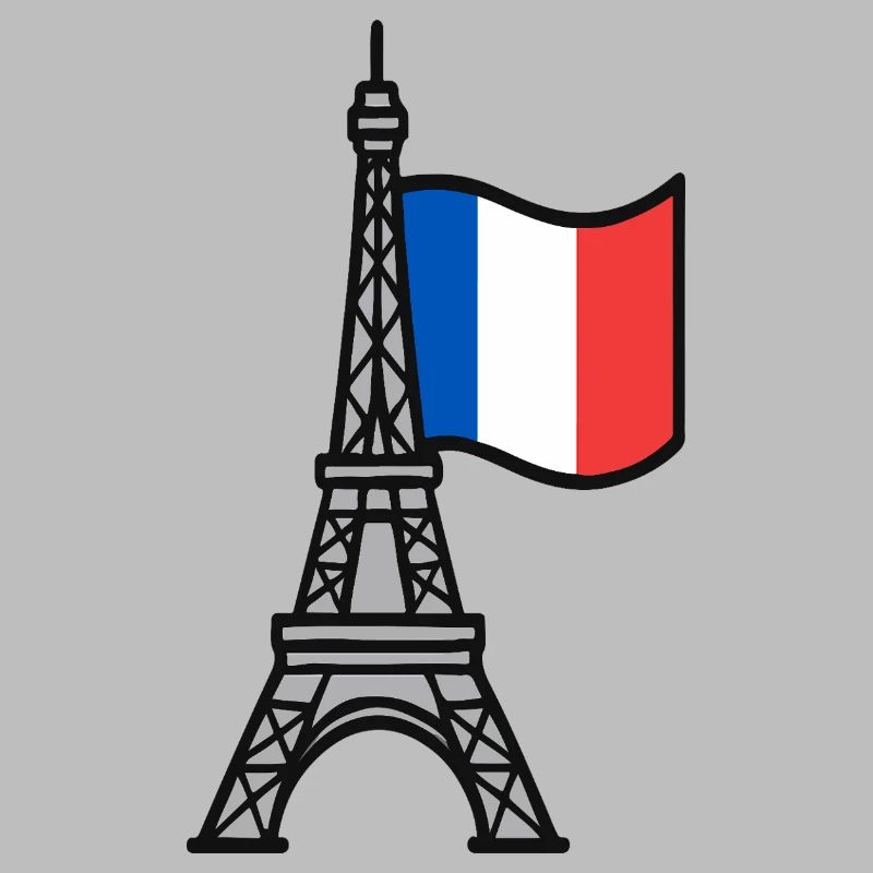 Tour Eiffel avec drapeau français