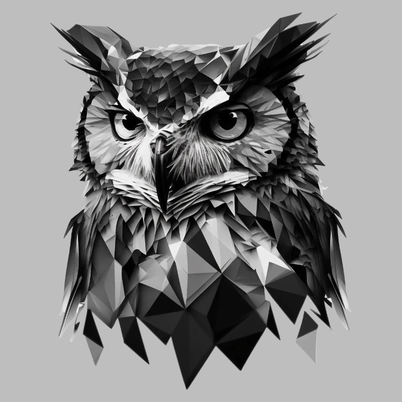 Polygon-Eule in Schwarz-Weiß – Vogelkunst