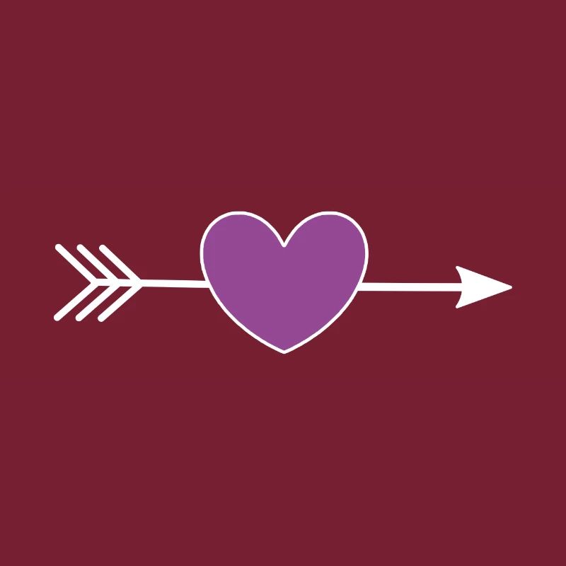 Coeur Violet Blanc avec Flèche Saint Valentin