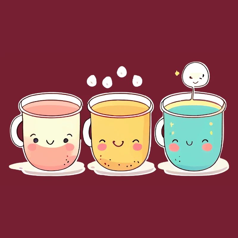 3 mignon bubble tea bébé visage anime kawaii