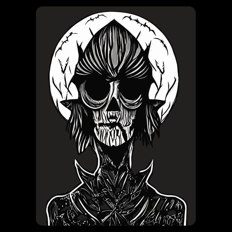 Scary Black and White Dracula with Empty Eyes