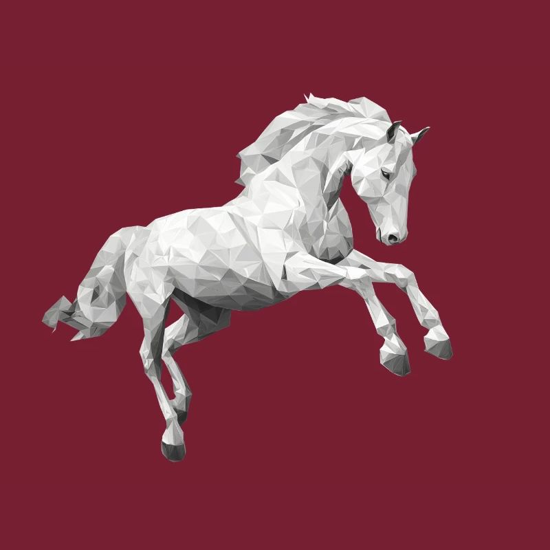 cheval blanc gris Low Poly logo Art Design