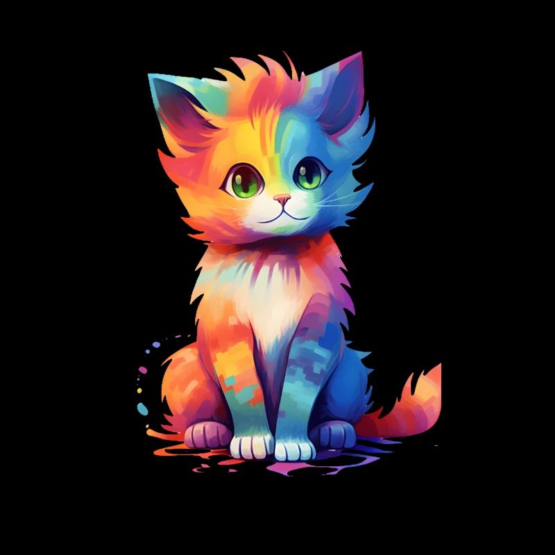 Chat coloré mignon - design d’impression unique.