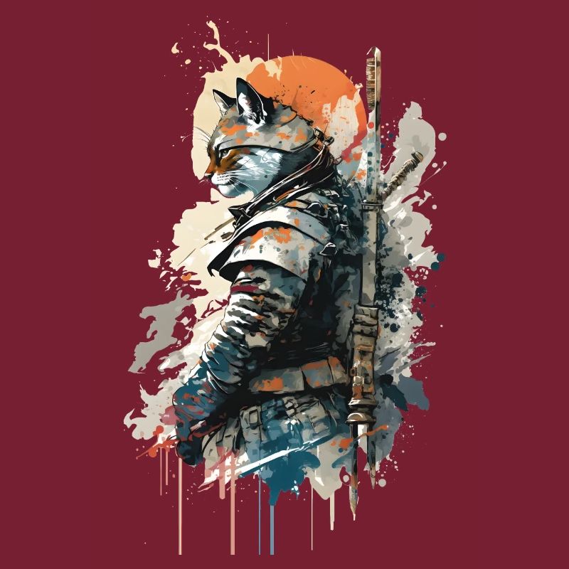 Samurai-Katze trägt eine Uniform