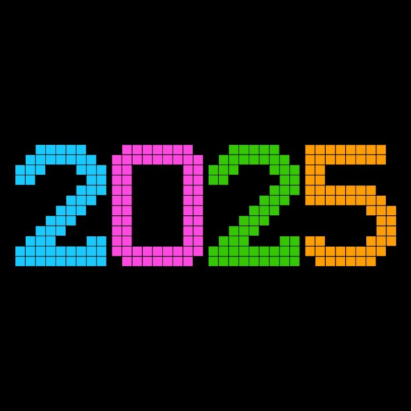 Année 2025 colorée en graphiques pixel