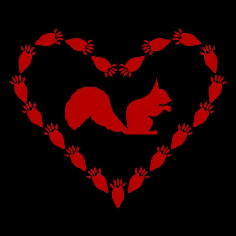 Eichhoernchen Coeur rouge avec empreinte de pattes