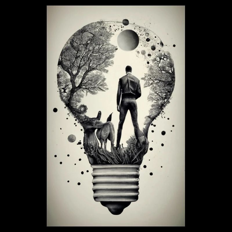 man inside a light bulb