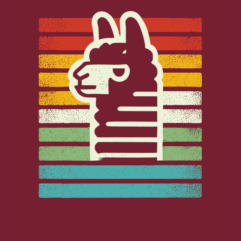 Retro Lama Alpaka in Regenbogen Farben Comic Kunst
