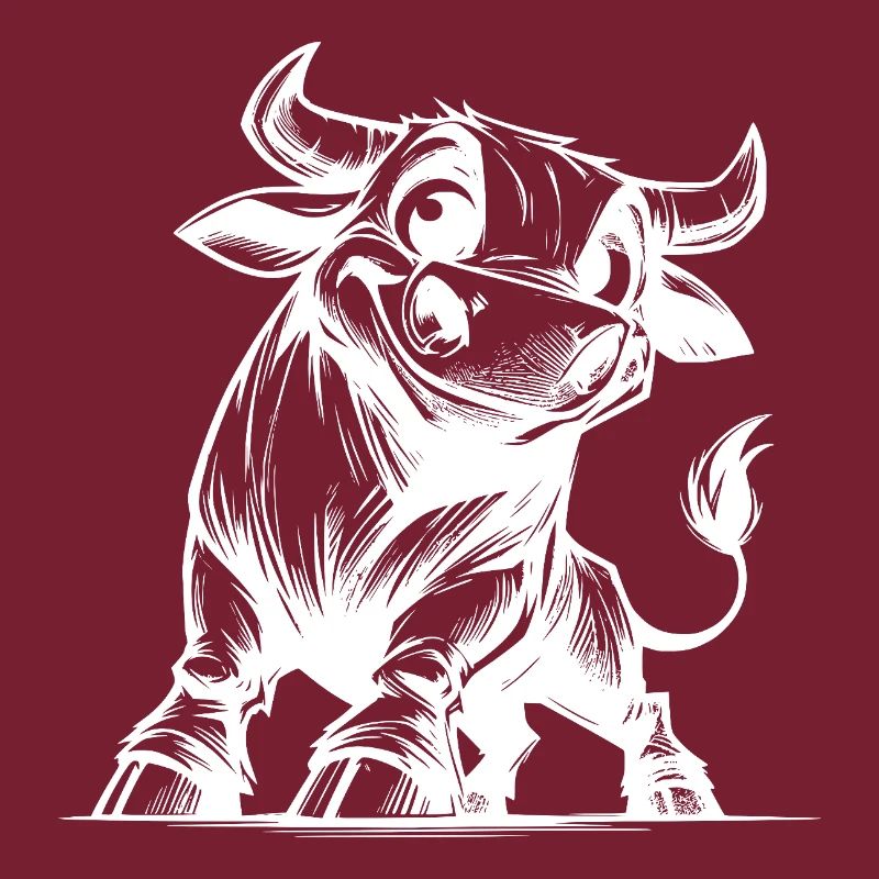 Dessin de taureau au crayon avec des cornes géantes