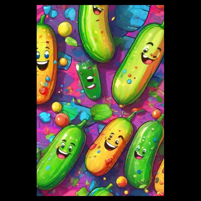 Gurken, Gurke, Graffiti,lachende Gurken, bunt