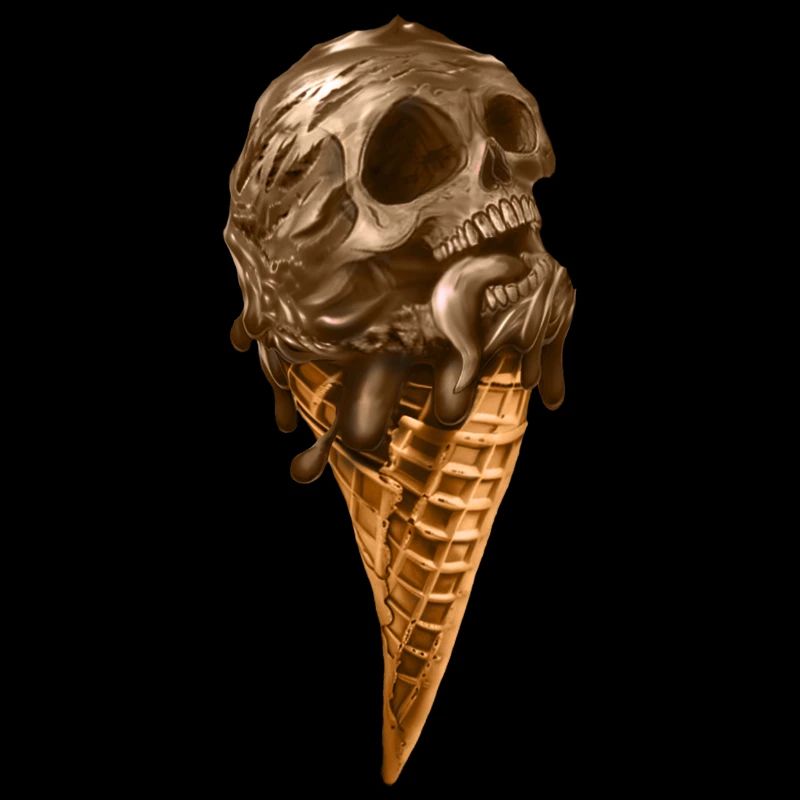 Glace molle avec crâne éthéré