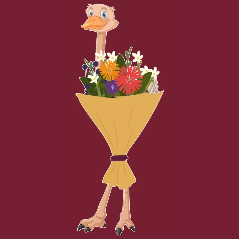 Vogelstrauß - Blumenstrauß mit Straußenvogel