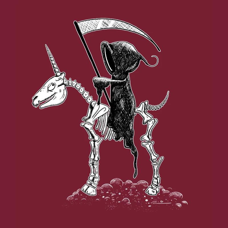 Cooles Einhorn Skelett Mit Sensenmann I Halloween