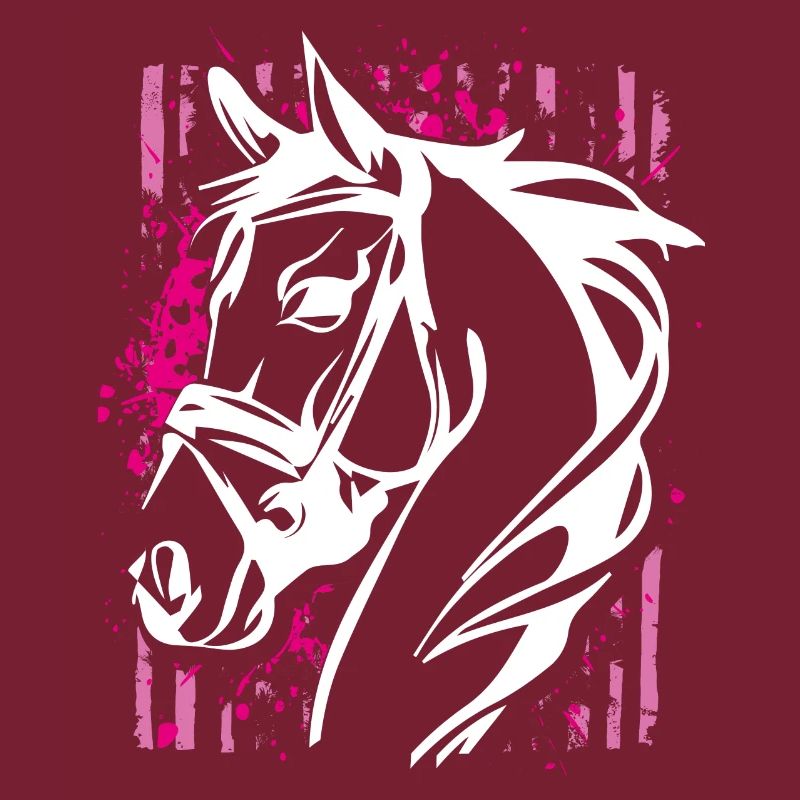 Cheval de style graffiti avec éclaboussure de couleur rose