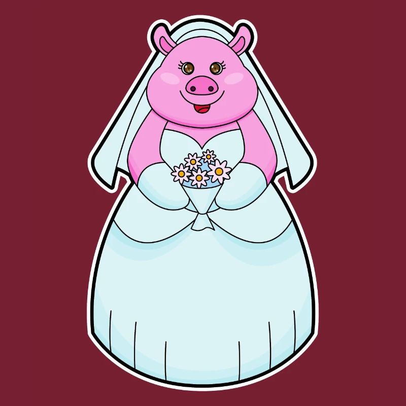 Cochon comme mariée avec voile