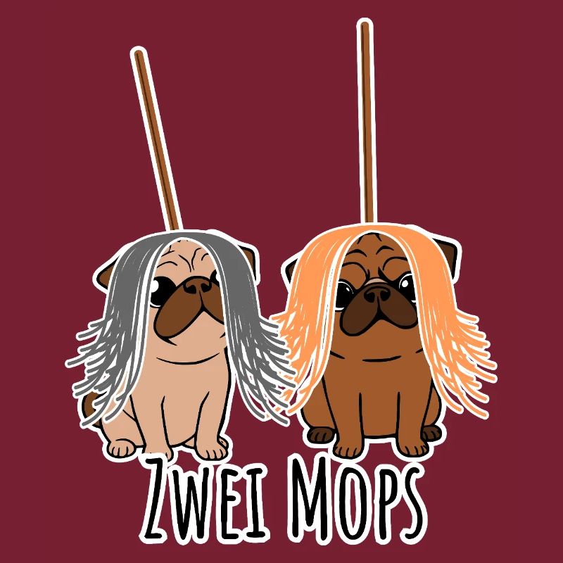 Zwei Mops - Hunde oder Putzgeräte? Hunde Humor?