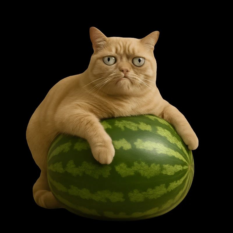 Chat sur pastèque - Mème drôle de chat