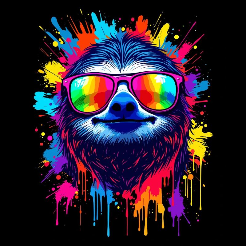 Faultier Bunt Pop Art Regenbogenfarben