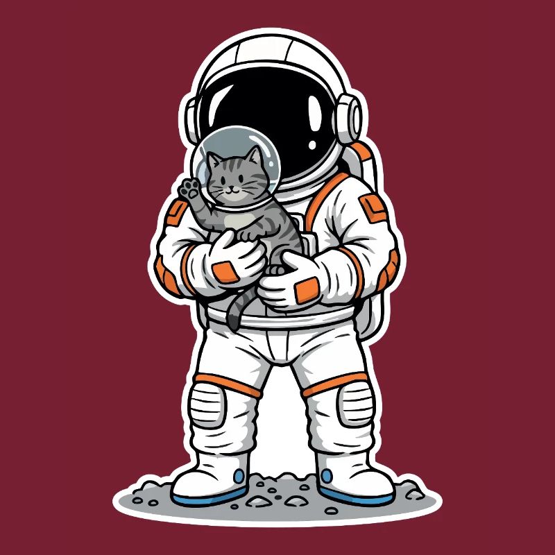 Chat Gris Astronaute Espace Câlin Mignon