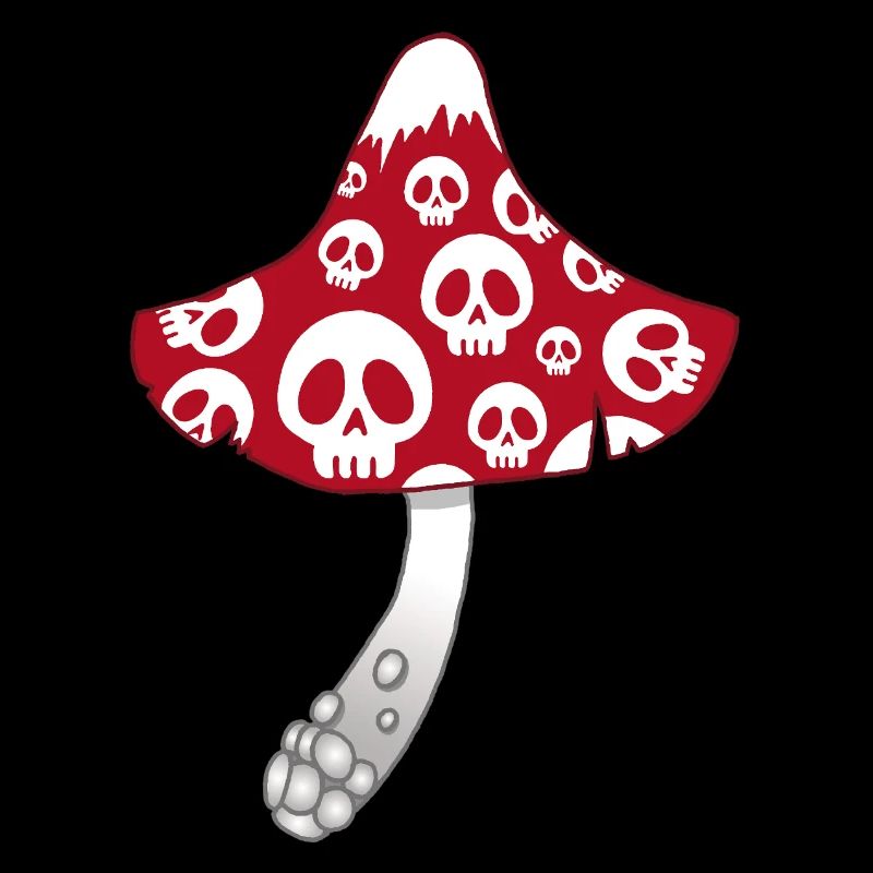 Red Mushroom with White Skulls