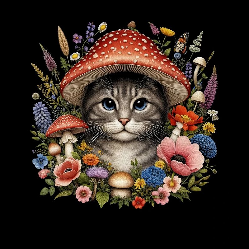 Cottagecore Chat Mignon Comme Champignon