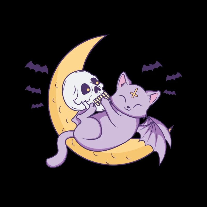 Kawaii Pastel Goth Moon Gothic Cat Halloween