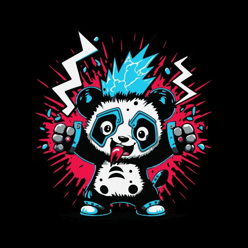 Süßer Punk Panda Bär Cartoon PopArt mit Flash