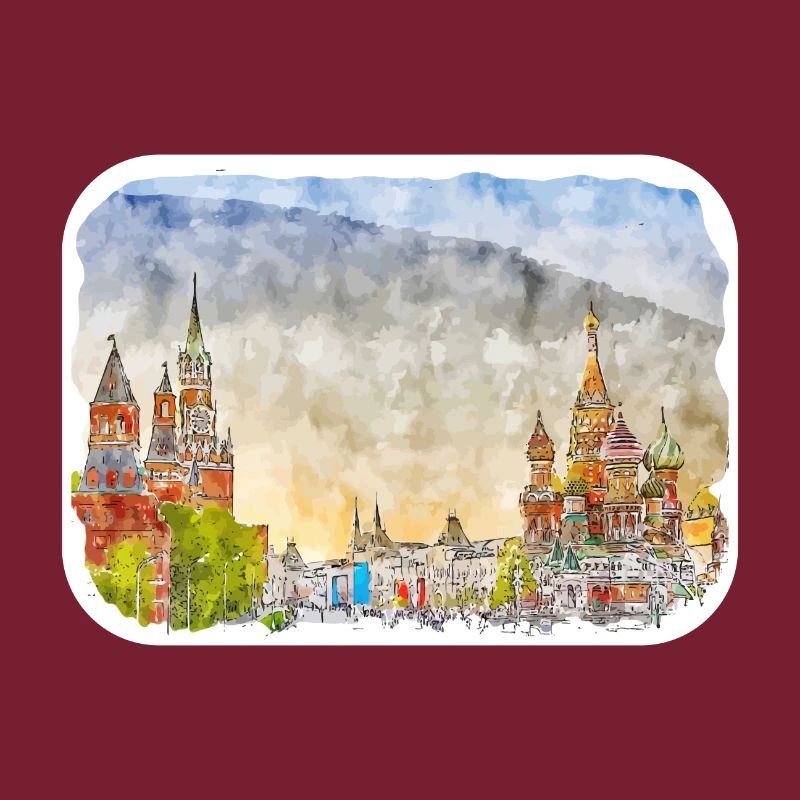 Moscou Russie Aquarelle Sketch Illustration