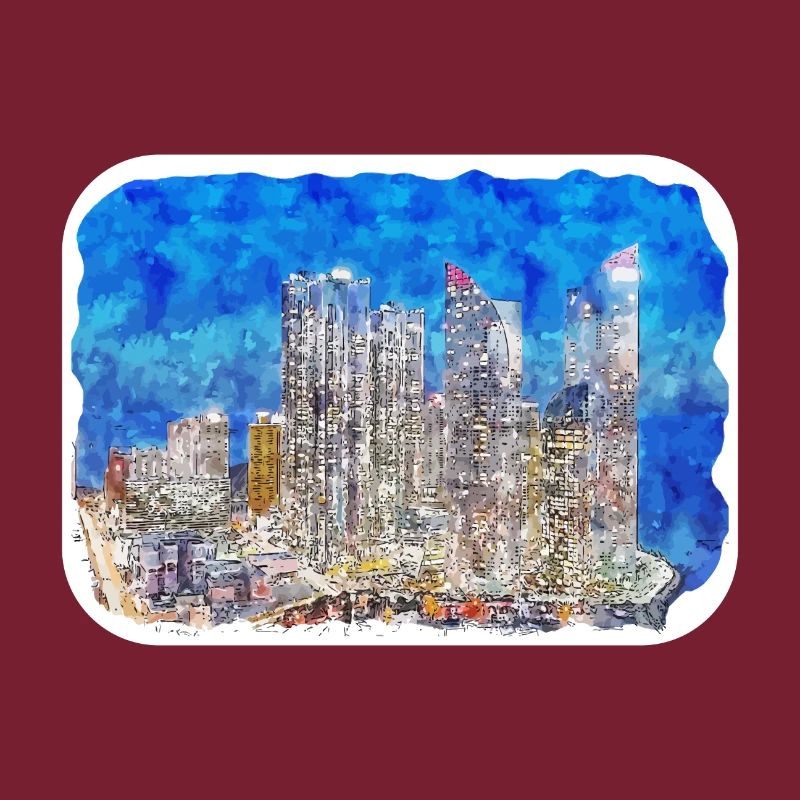 Busan Corée du Sud Aquarelle Sketch Illustration