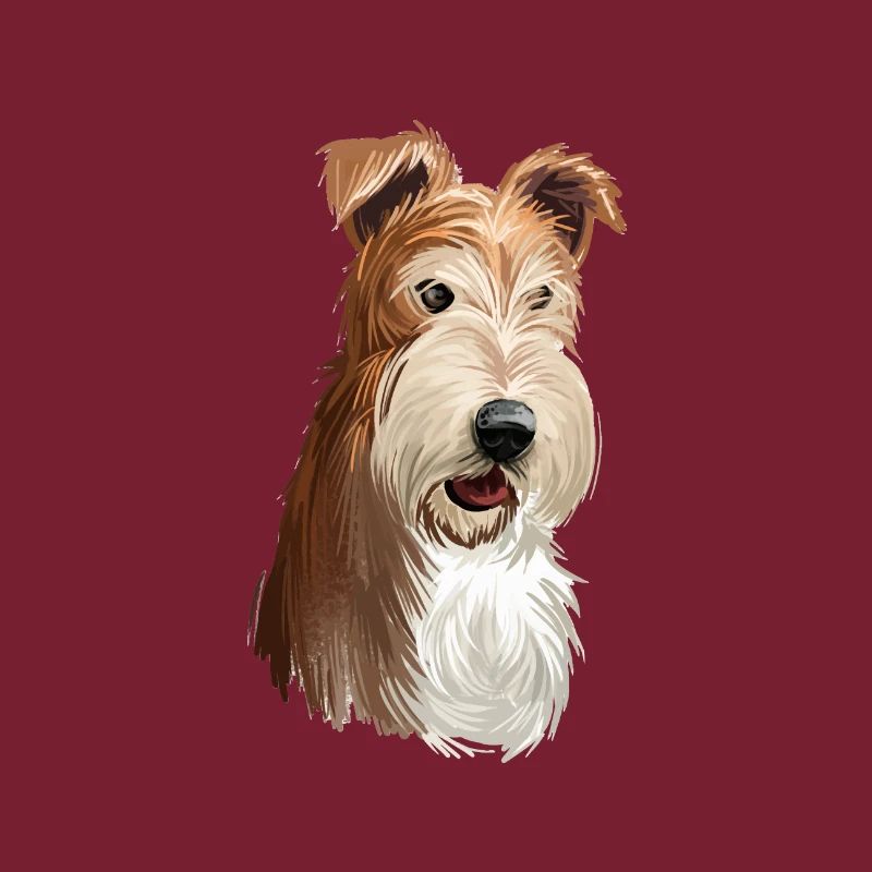 Wire Fox Terrier Dog Watercolor Illustration