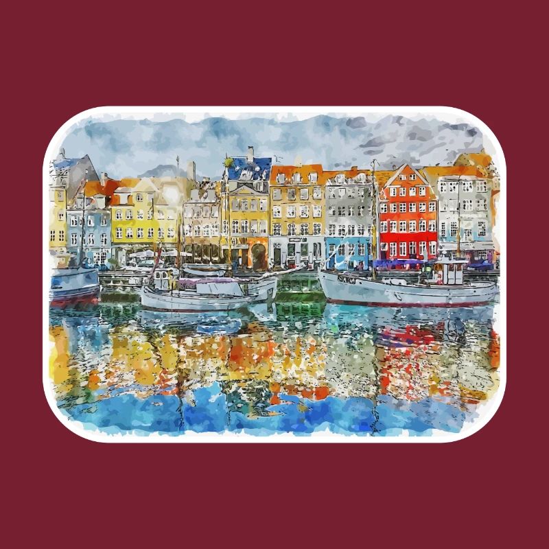 Copenhague Danemark Aquarelle Sketch Illustration