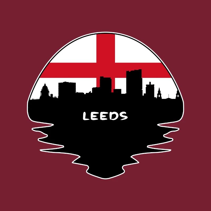 Leeds Angleterre Drapeau Skyline Silhouette Travel