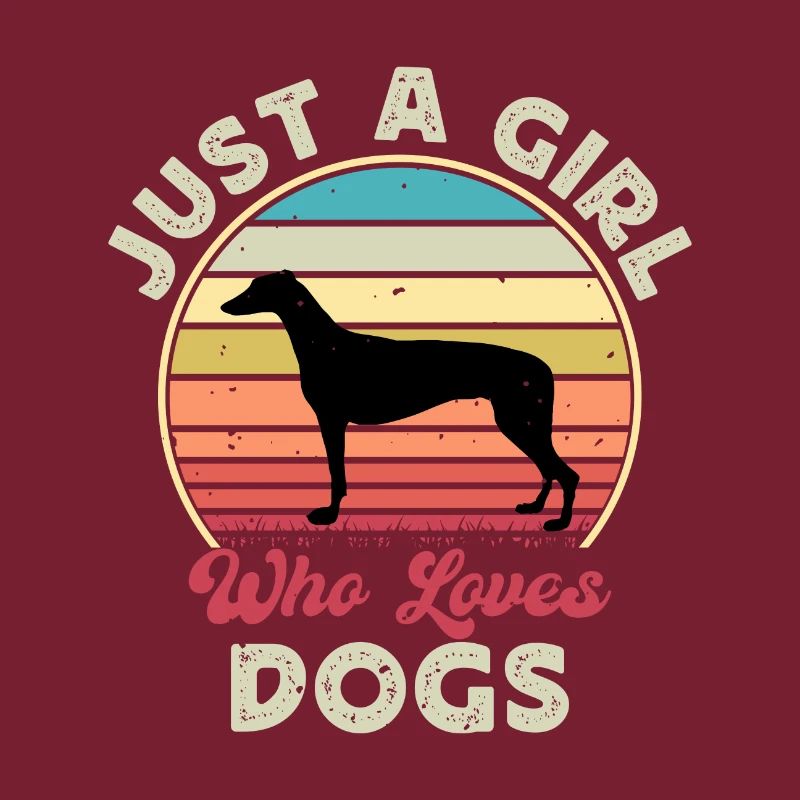 Grey Hound Hund Lover Silhouette Vintage Sunset
