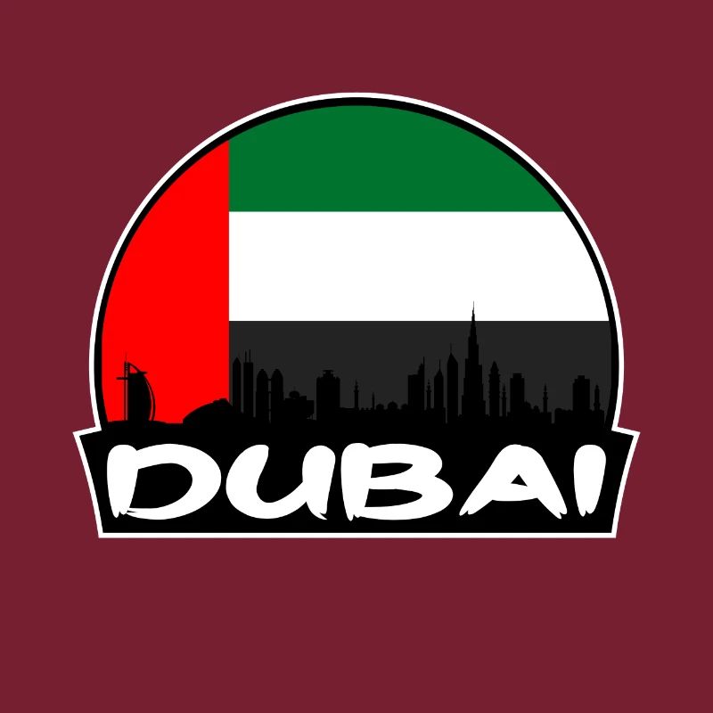 Dubaï Eau Flag Skyline Silhouette Voyage