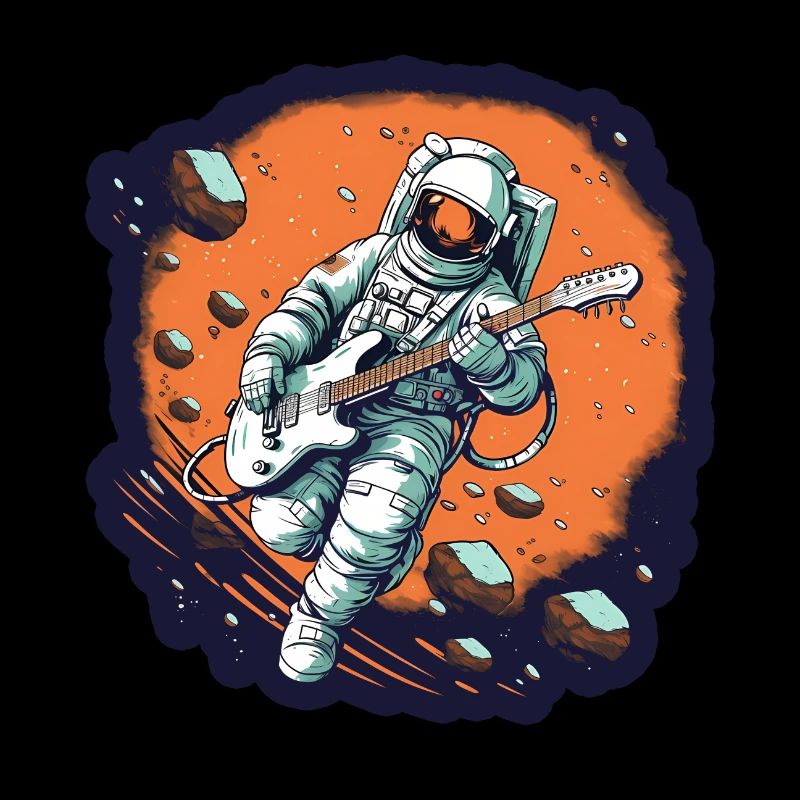 Astronaute avec guitare space guitariste