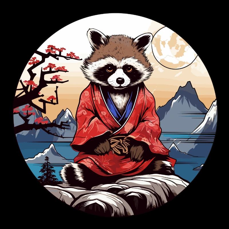 Japan Tanuki / Waschbär im Anime Stil