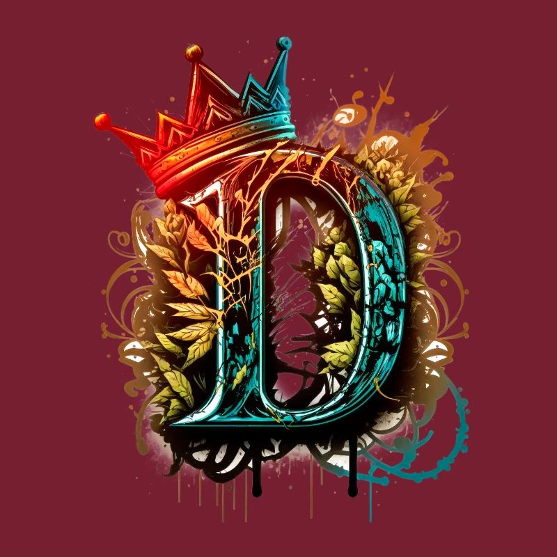 Buchstabe D als cooles Graffiti mit Krone 👑