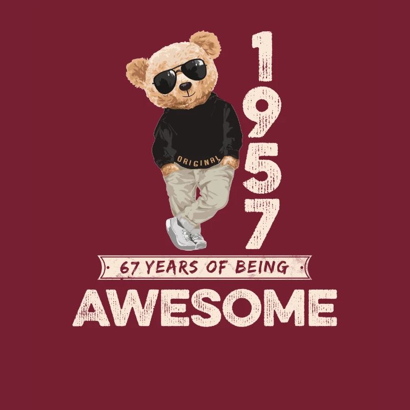 1957 Birthday Teddy Bear Being Awesome Orignal