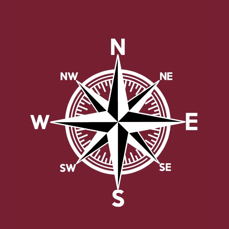 White Wind Rose Compass Nautical Direction